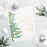 Waterverf-bos kerstfeestdag folie feestdagen briefkaart<br><div class="desc">Een elegant,  natuur met het thema vakantieontwerp. Een deel van een collectie. Met elegante tekst en een mooi waterverf bosontwerp.</div>