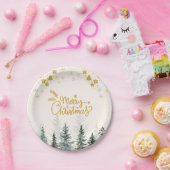 Waterverf-bos kerstfeestdag papieren bordje (Feest)