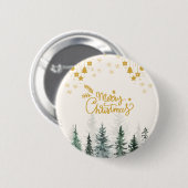 Waterverf-bos kerstfeestdag ronde button 5,7 cm (Voorkant /achterkant)