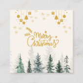 Waterverf-bos kerstfeestdag vierkante visitekaartje (Achterkant)