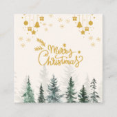 Waterverf-bos kerstfeestdag vierkante visitekaartje (Voorkant)