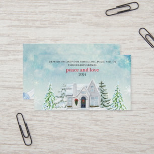 Waterverf-bos kerstfeestdag visitekaartje