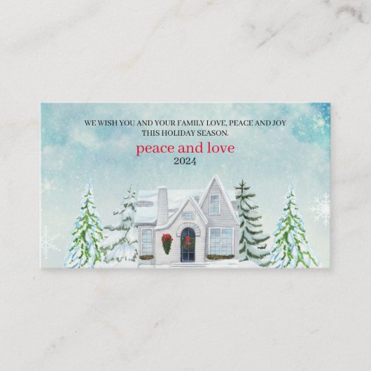 Waterverf-bos kerstfeestdag visitekaartje (Voorkant)