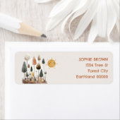 Waterverf Bos landschap Schattigee zon retour adre Etiket (Insitu)