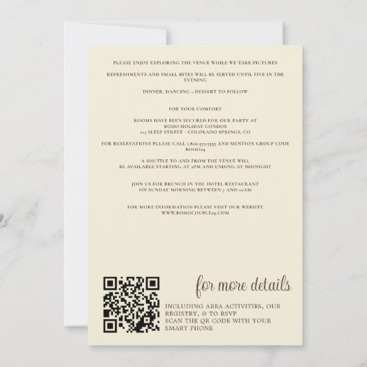 Waterverf Bos met Details & QR Bruiloft Kaart (Achterkant)