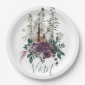 Waterverf bos met herten papieren bordje (Voorkant)