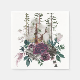 Waterverf bos met herten servet