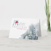 Waterverf bos met prettige kerstwinter feestdagen kaart (Voorkant)
