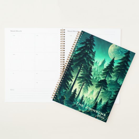 Waterverf bos met volle maan planner (Display)