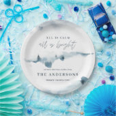 Waterverf bos minimal blauw kerstfeest papieren bordje (Feest)