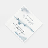 Waterverf bos minimal blauw kerstfeest servet (Hoek)