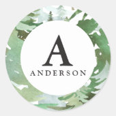 Waterverf bos monogram initiaal sticker (Voorkant)