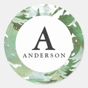 Waterverf bos monogram initiaal sticker