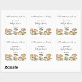 Waterverf bos paddenstoelen baby shower vierkante sticker (Vel)