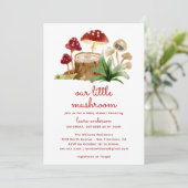 Waterverf Bos Picknick Mushroom Baby shower Kaart (Staand voorkant)