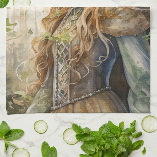 Waterverf Bos Prinses Theedoek (Gevouwen)