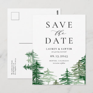 Waterverf bos QR Code Save the Date Briefkaart