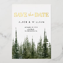 Waterverf Bos Rustieke Dennenbomen Save The Date