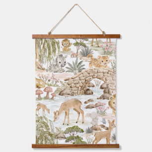 Waterverf bos safari dieren hangend wandkleed