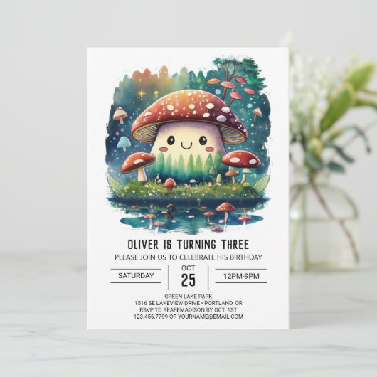 Waterverf Bos Schimmels Verjaardag Kaart (Staand voorkant)