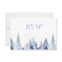 Waterverf Bos Sneeuwvlokken Winter Huwelijk RSVP