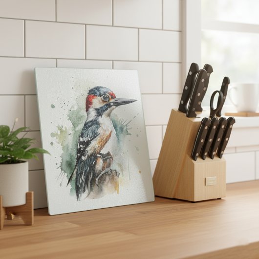 Waterverf Bos Specht Snijplank