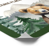 Waterverf bos, teddybeer, Baby shower geschenken Poster (Hoek)