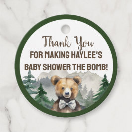 Waterverf bos, Teddybeer, Baby shower gunst Bedankjes Labels