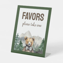 Waterverf bos, Teddybeer, Baby shower gunst Reclamebord Met Voetstuk