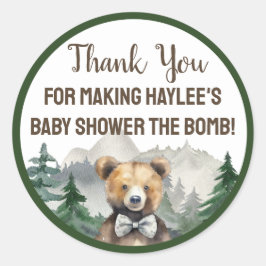 Waterverf bos, Teddybeer, Baby shower gunst Ronde Sticker