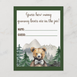 Waterverf Bos, Teddybeer, Baby shower spel Informatiekaartje