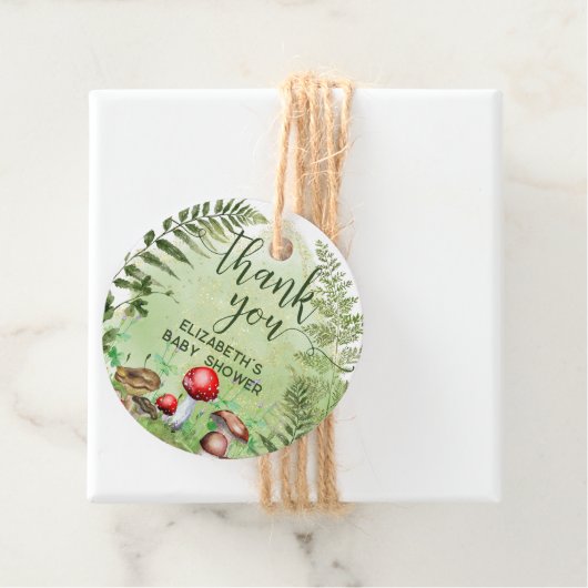 Waterverf Bos Varen Paddenstoelen Groen Script Bedankjes Labels (In situ)