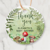 Waterverf Bos Varen Paddenstoelen Groen Script Bedankjes Labels (Voorkant)