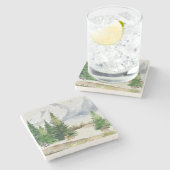 Waterverf bos Vreedzame Natuur Stenen Onderzetter (Zijkant)