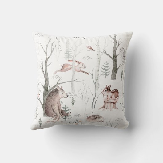 Waterverf Bos Vrienden Kussen (Achterkant)