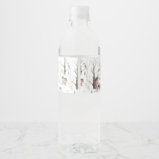 Waterverf Bos Vrienden Waterfles Etiket (Achterkant)
