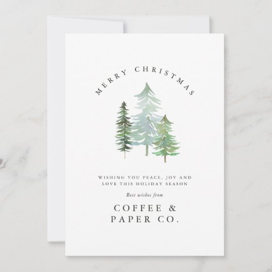 Waterverf bos Vrolijk kerstfeest Feestdagenkaart (Voorkant)