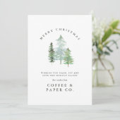 Waterverf bos Vrolijk kerstfeest Feestdagenkaart (Staand voorkant)