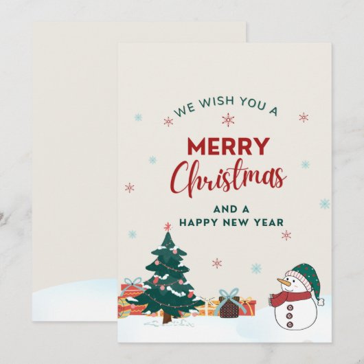 Waterverf bos vrolijke kerst Kaart (Voorkant / Achterkant)