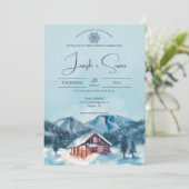 Waterverf Bos Winter Sneeuwrijke Berg Bruiloft Kaart (Staand voorkant)