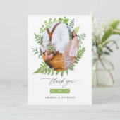 Waterverf Bos Woodland groen bruiloft Bedankkaart (Staand voorkant)