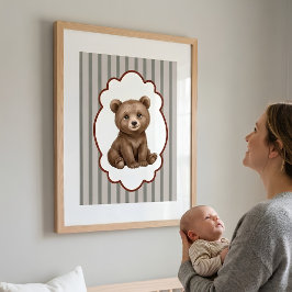 Waterverf Bosbeer Welpjestrepen Nursery Poster