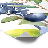 Waterverf bosbessen bloemenzitgrafiek Poster (Hoek)