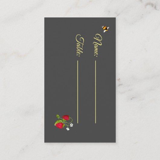 Waterverf bosbessen bruiloft informatiekaartje (Achterkant)