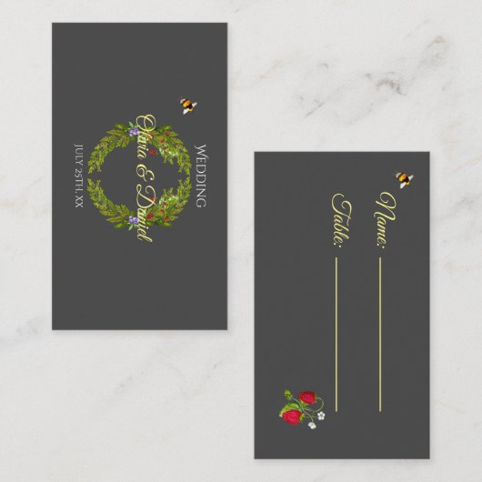 Waterverf bosbessen bruiloft informatiekaartje (Voorkant / Achterkant)