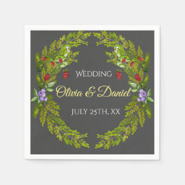 Waterverf bosbessen bruiloft servet