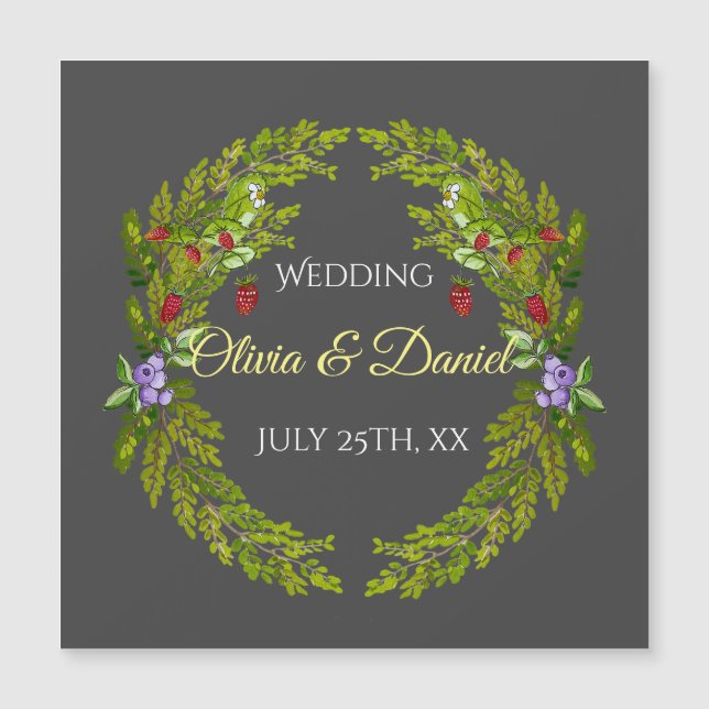 Waterverf bosbessen en champignons bruiloft (Voorkant)