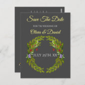 Waterverf bosbessen en champignons bruiloft briefkaart (Voorkant / Achterkant)