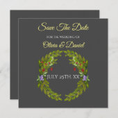 Waterverf bosbessen en champignons bruiloft kaart (Voorkant / Achterkant)