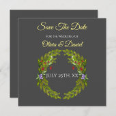 Waterverf bosbessen en champignons bruiloft kaart (Voorkant / Achterkant)